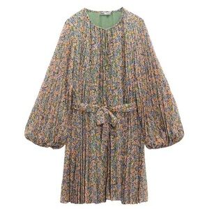 Zara- Printed Pleated mini dress